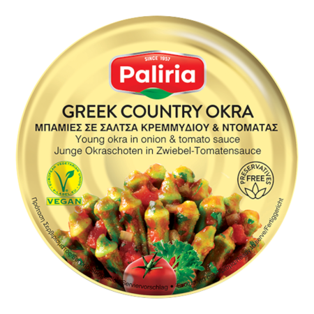 Griechische Okraschoten in Zwiebel-Tomatensauce von Paliria 280 g