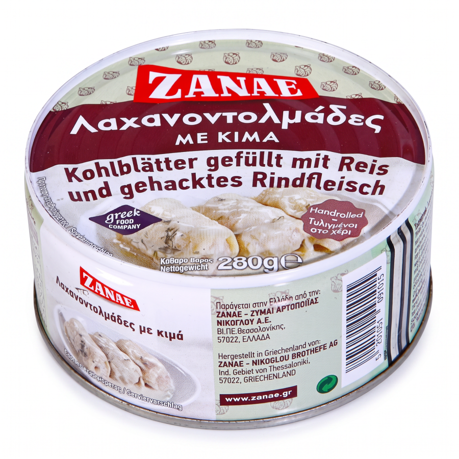 Griechische Lachanodolmades - Gefüllte Kohlblätter mit Rinderhack & Reis von Zanae 280 g