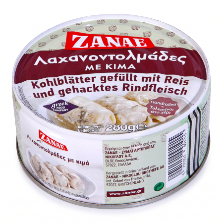 Griechische Lachanodolmades - Gefüllte Kohlblätter mit Rinderhack & Reis von Zanae 280 g