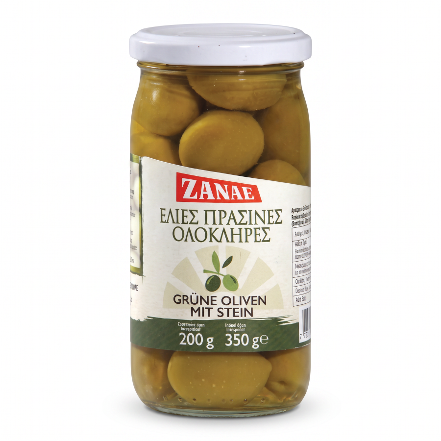 Grüne Halkidiki-Oliven mit Stein – ZANAE 200 g