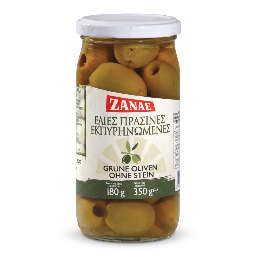 Grüne Halkidiki-Oliven entsteint – ZANAE 180 g