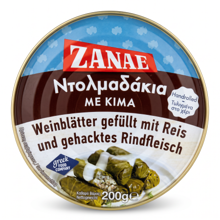 Griechische Dolmadakia - Gefüllte Weinblätter mit Reis & Hackfleisch von Zanae 200 g