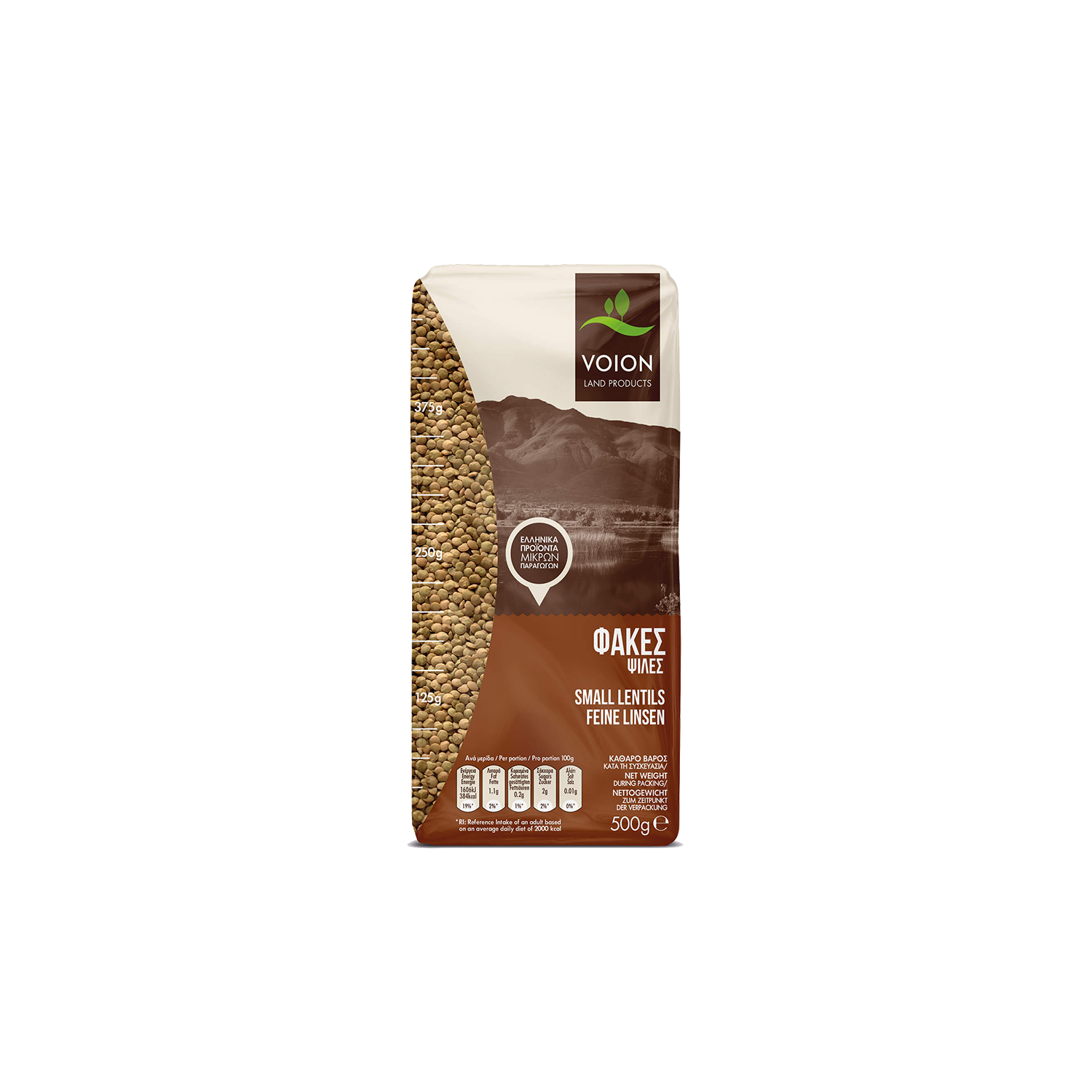Griechische braune Linsen fein – Voion 500 g