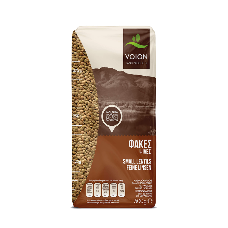 Griechische braune Linsen fein – Voion 500 g