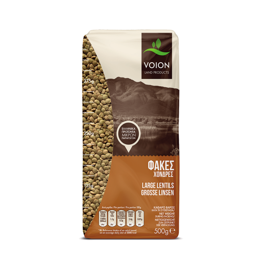 Griechische braune Tellerlinsen groß – Voion 500 g