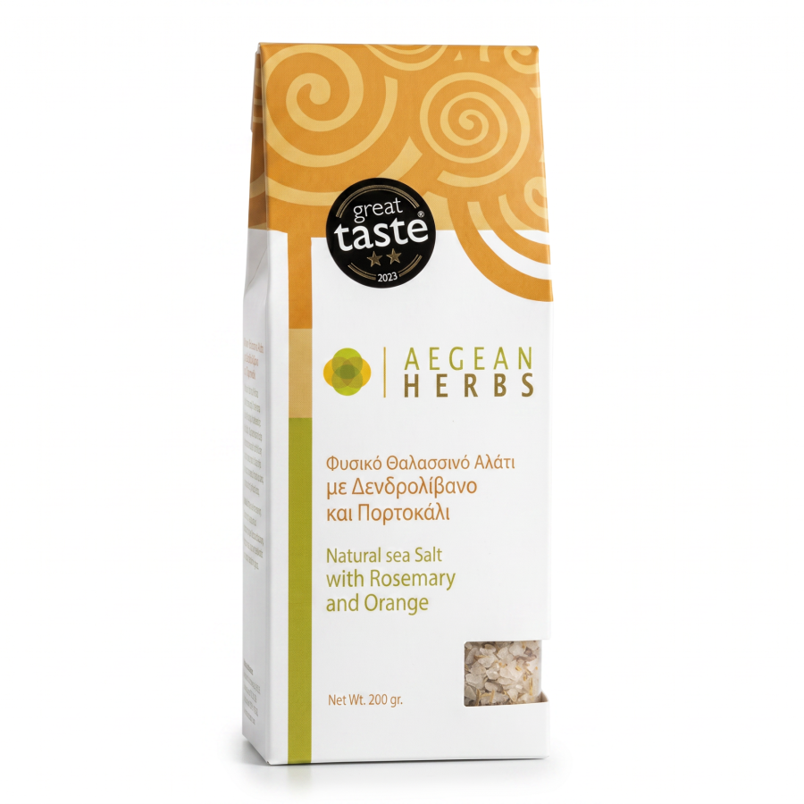 Aegean Herbs Gourmet-Meersalz mit Rosmarin und Orange 200 g