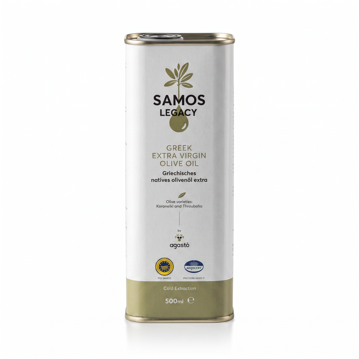 Agasto Samos Legacy Olivenöl Extra Nativ 500 ml Kaniste