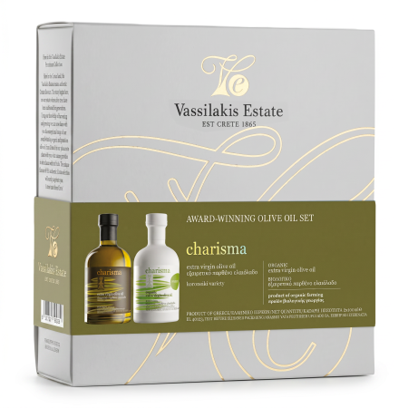 Geschenkbox Vassilakis Charisma 100 ml + Charisma Bio 100 ml Olivenöl