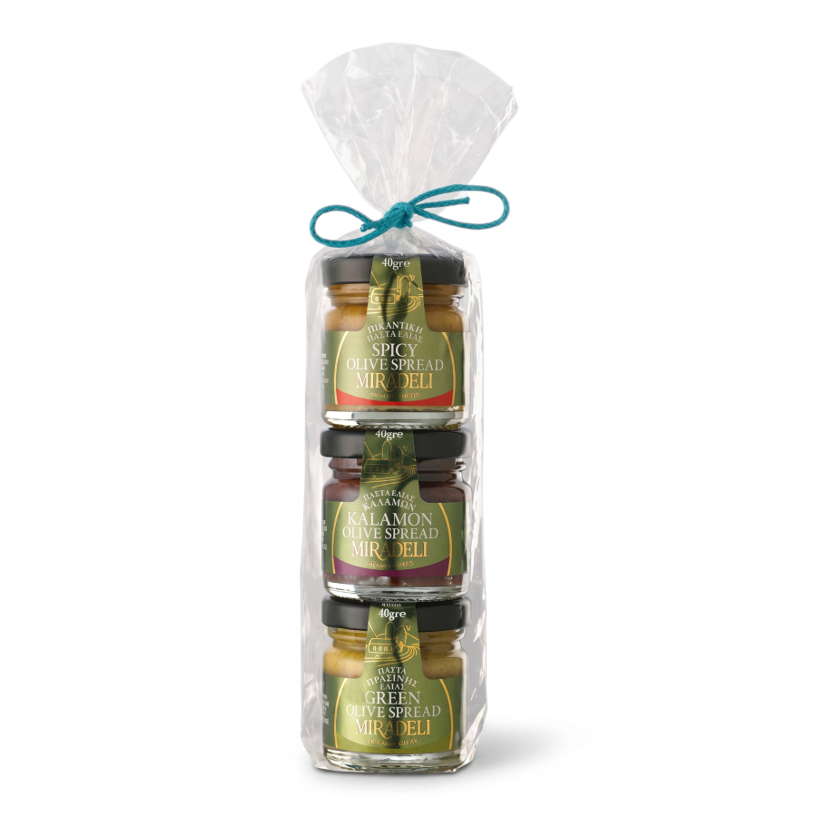 Olivenpasten-Trio Kalamon, Grün & Pikant – MIRADELI 3 x 40 g