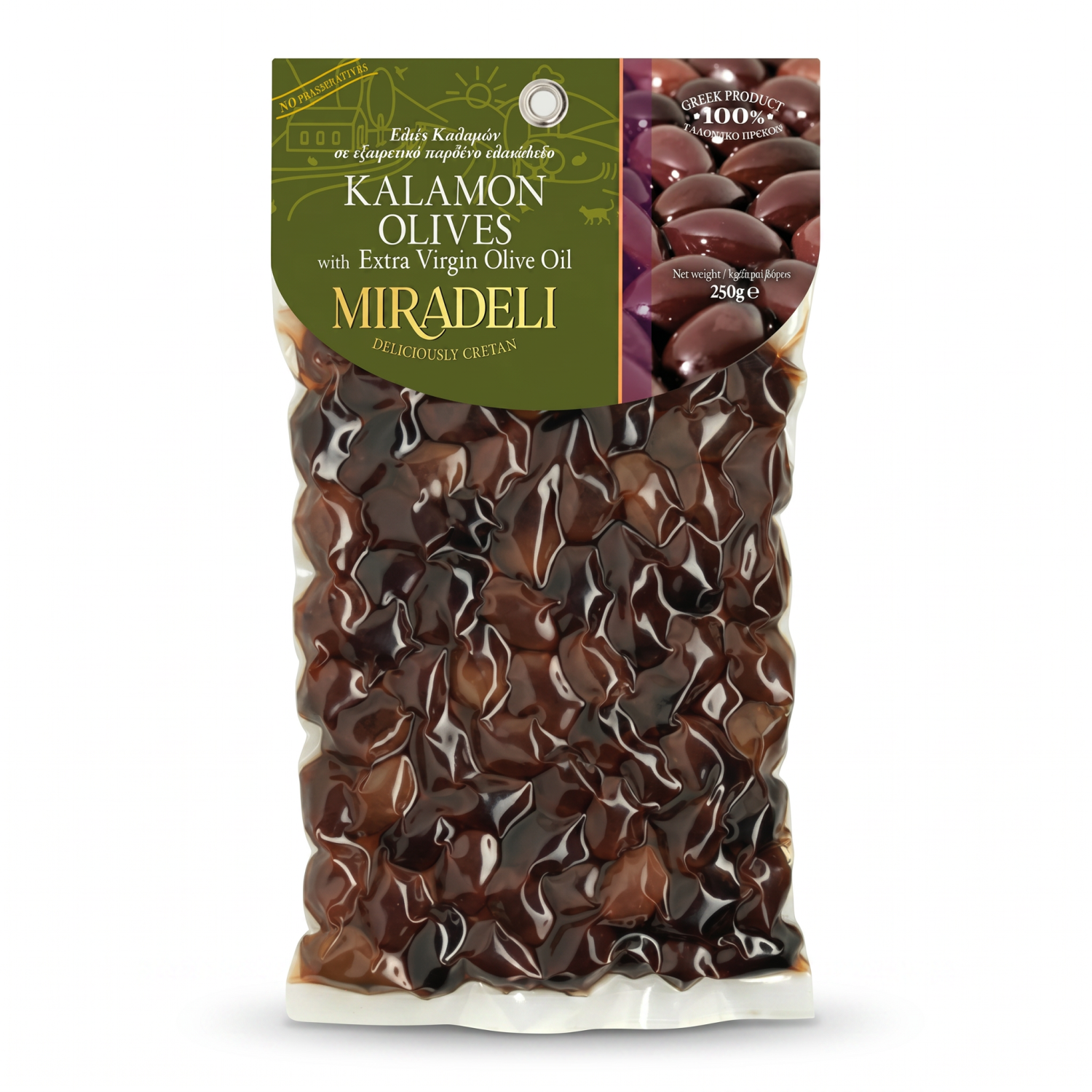 Kalamon-Oliven mit Stein, vakuumverpackt – MIRADELI 25