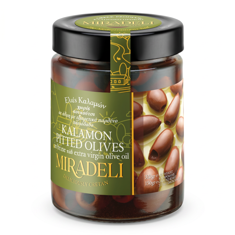 Kalamon-Oliven entsteint mit Zitrone & Oregano – MIRADELI 150 g